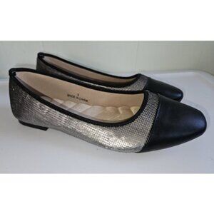 STUDIO 1886 Black and Silver Sequin Flat Pumps Ladies Size 9